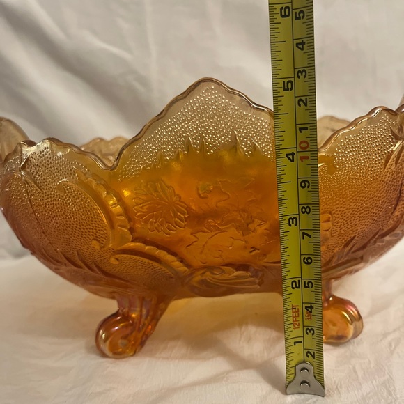 VTG. MARIGOLD CARNIVAL "JEANNETTE " IRIDESCENT 4 FOOTED FRUIT BOWL - Picture 8 of 10